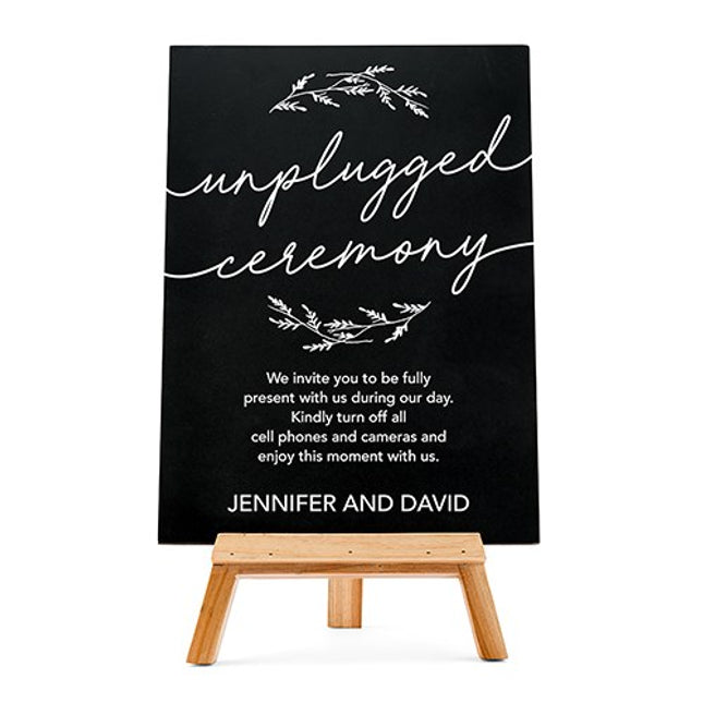 Unplugged Ceremony Personalized Wedding Chalkboard Sign