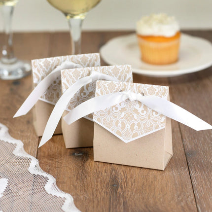 Vintage Kraft and Lace Tent Favor Box (Pack of 25)