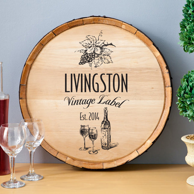 Personalized Vintage Label Wine Barrel Sign