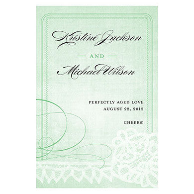 Pale Green Vintage Lace Wine Bottle Label