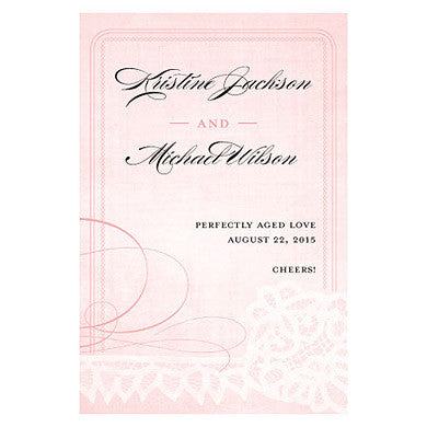 Pastel Pink Vintage Lace Wine Bottle Label