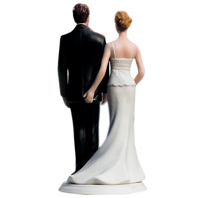 The back of the Love Pinch Couple Wedding Cake Topper - Caucasian 