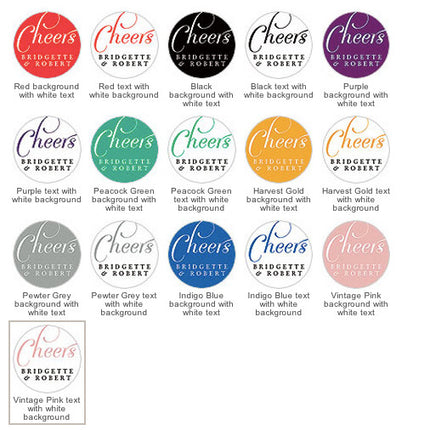 The different colors of the Wedding Favor Personalized Sticker - Round.