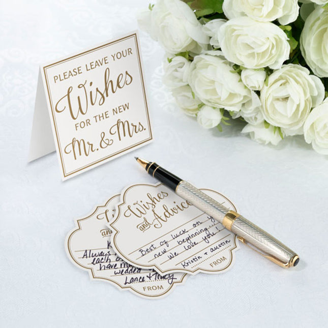 Ivory and Gold Wedding Wish and Advice Cards