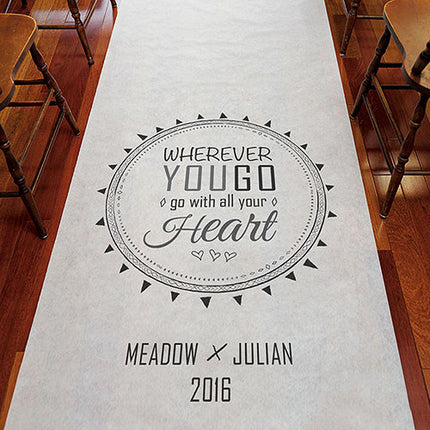 Personalized Free Spirit Wedding Aisle Runner - Wherever You Go, Go with Your Heart