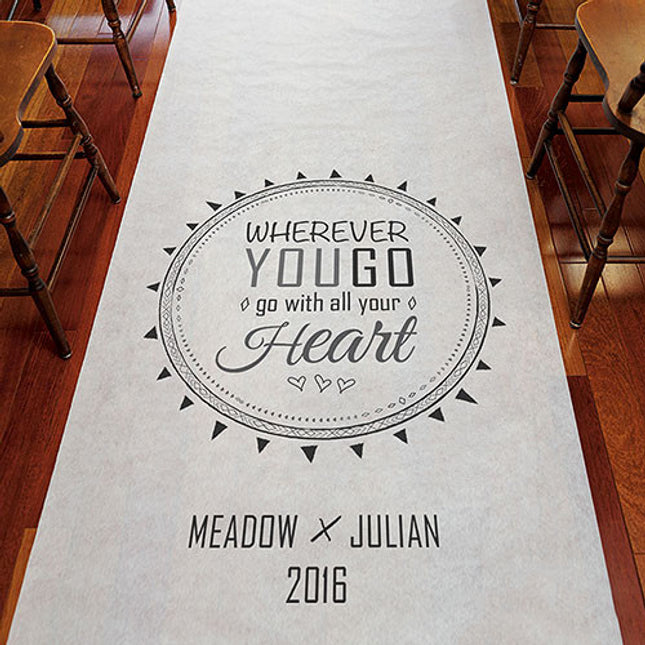 Personalized Free Spirit Wedding Aisle Runner - Wherever You Go, Go with Your Heart
