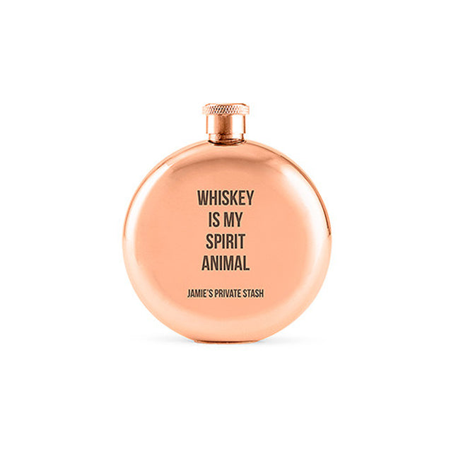 Whiskey is My Spirit Animal Rose Gold Flask