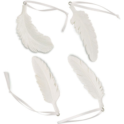 White Feather Ornament Assortment (Set of 4)