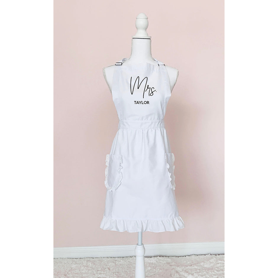 Personalized Ruffled Apron Black White or Pink Apron Gift Idea for Her ...