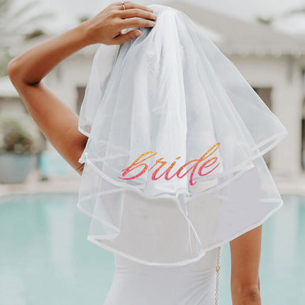 Bachelorette Party Glitterati Bride Veil - White