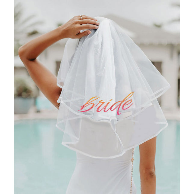 Bachelorette Party Glitterati Bride Veil - White