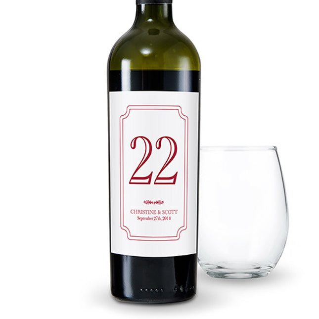 Custom Classic Table Number Glass Bottle Sticker Label 