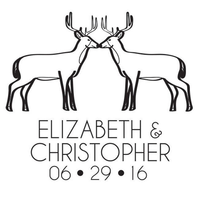 Personalized Woodland Deer Rubber Stamp